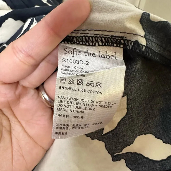 SOFIE THE LABEL Size‎ M Black Cream Floral Swing Tiered Dress - Picture 4 of 5